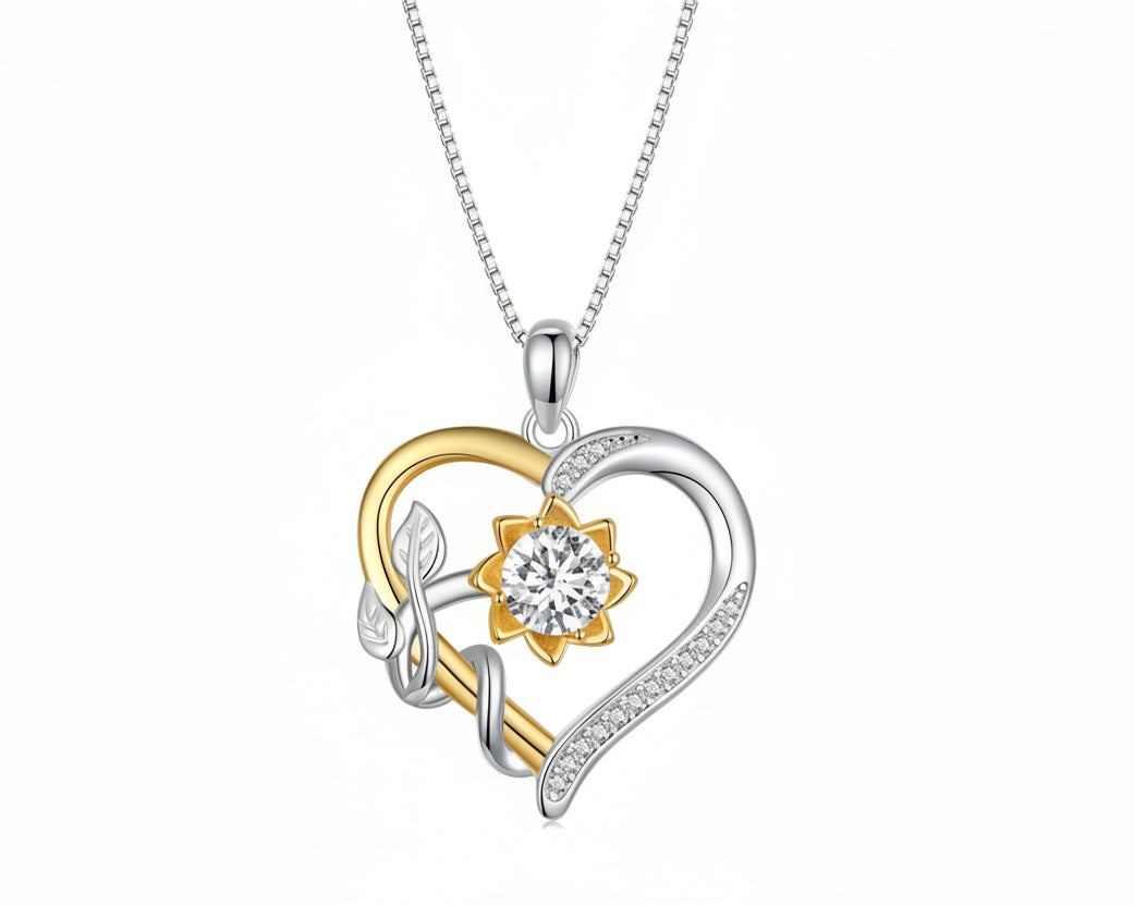 Blooming Love Silver Necklace with Moissanite