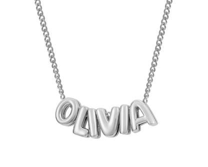 Bubble Initials Name Gold-plated Necklace