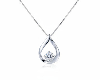 Ethereal Waterdrop Silver Necklace with Moissanite