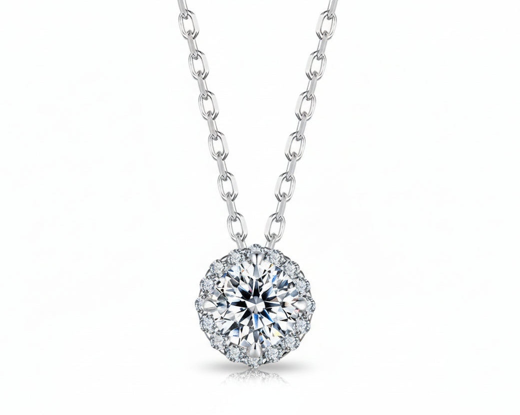 Radiance White-gold plated Necklace with Moissanite