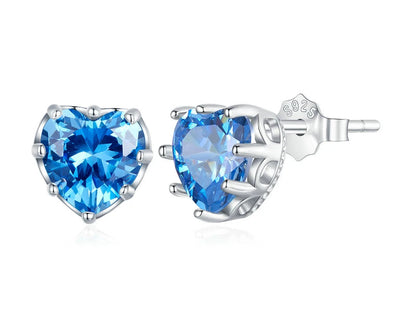 Heart Birthstone Silver Earrings