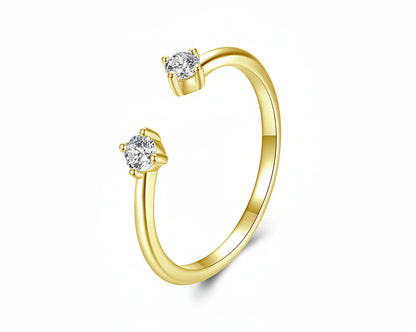 Nostalgia Gold and White-gold plated Ring with Moissanites