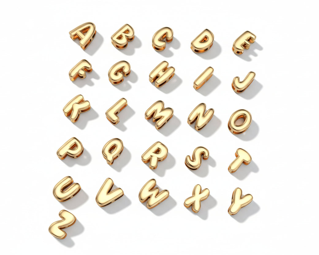 Bubble Initials Name Gold-plated Necklace