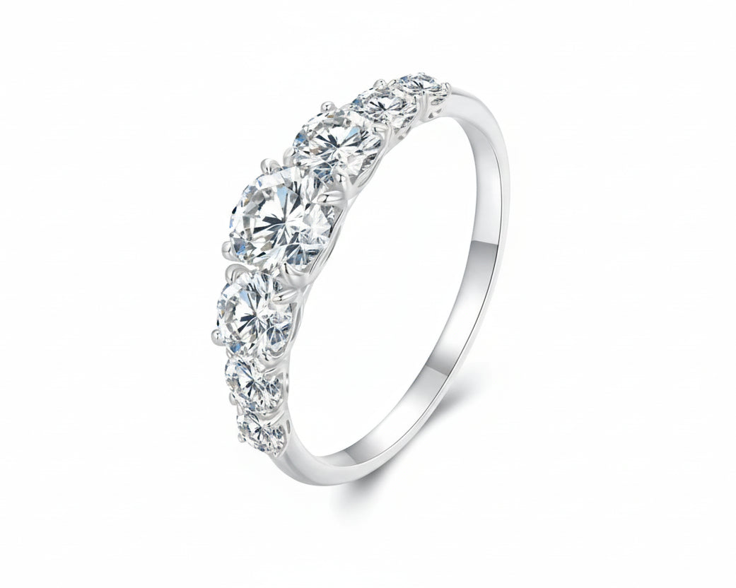 Reverie of Seven Hearts Ring with Moissanites