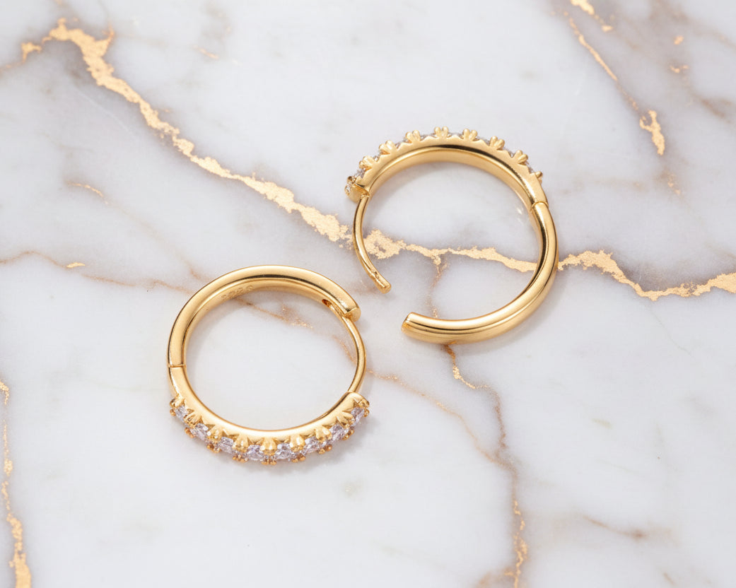 Isaluna Gold-plated Hoop Earrings with Moissanites