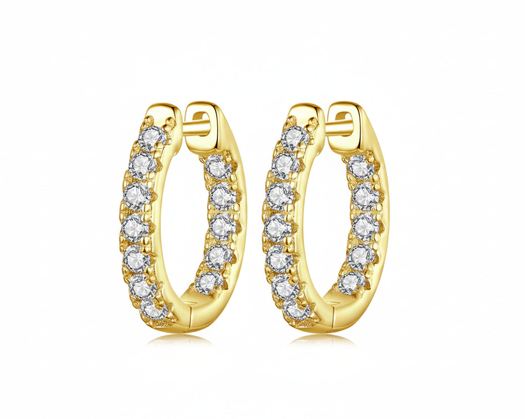 Calmness Gold-plated Hoop Earrings with Moissanites