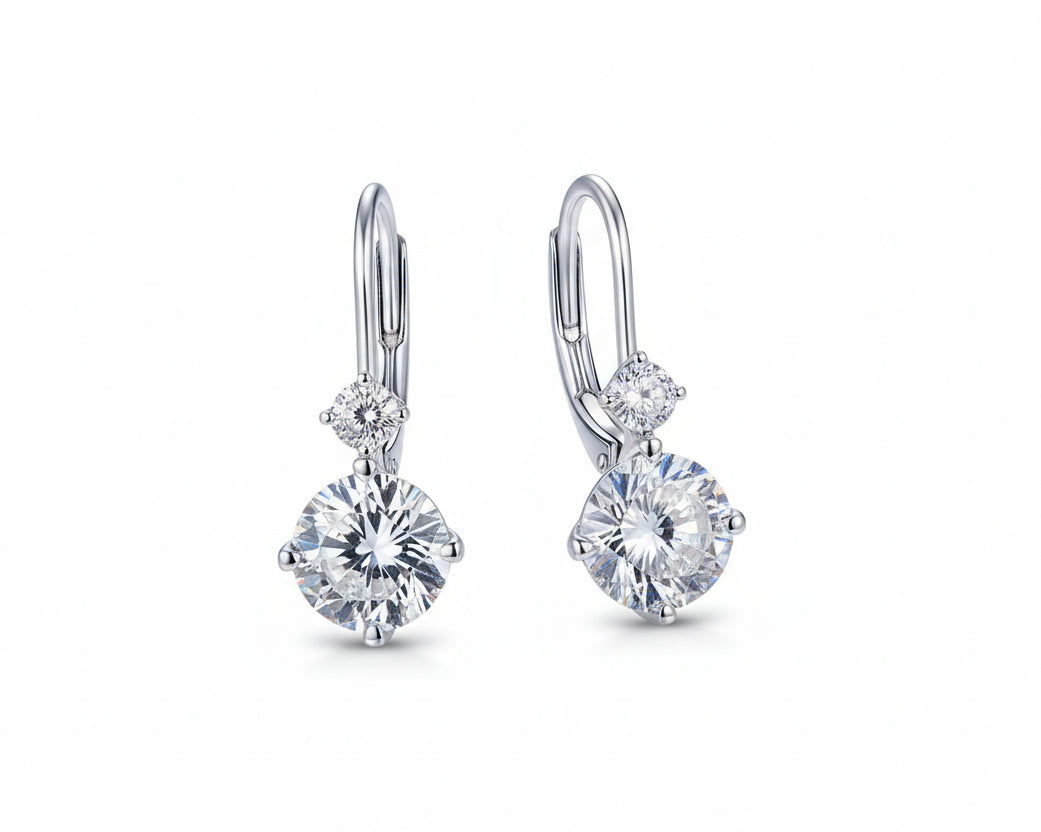 Eliora Silver Hoop Earrings with Moissanite