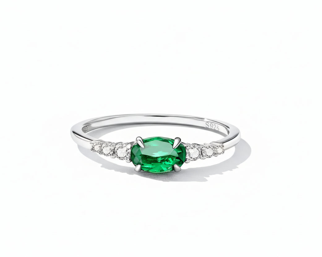 Cosmia Oval Gemstone Silver Ring