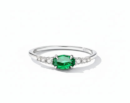 Cosmia Oval Gemstone Silver Ring