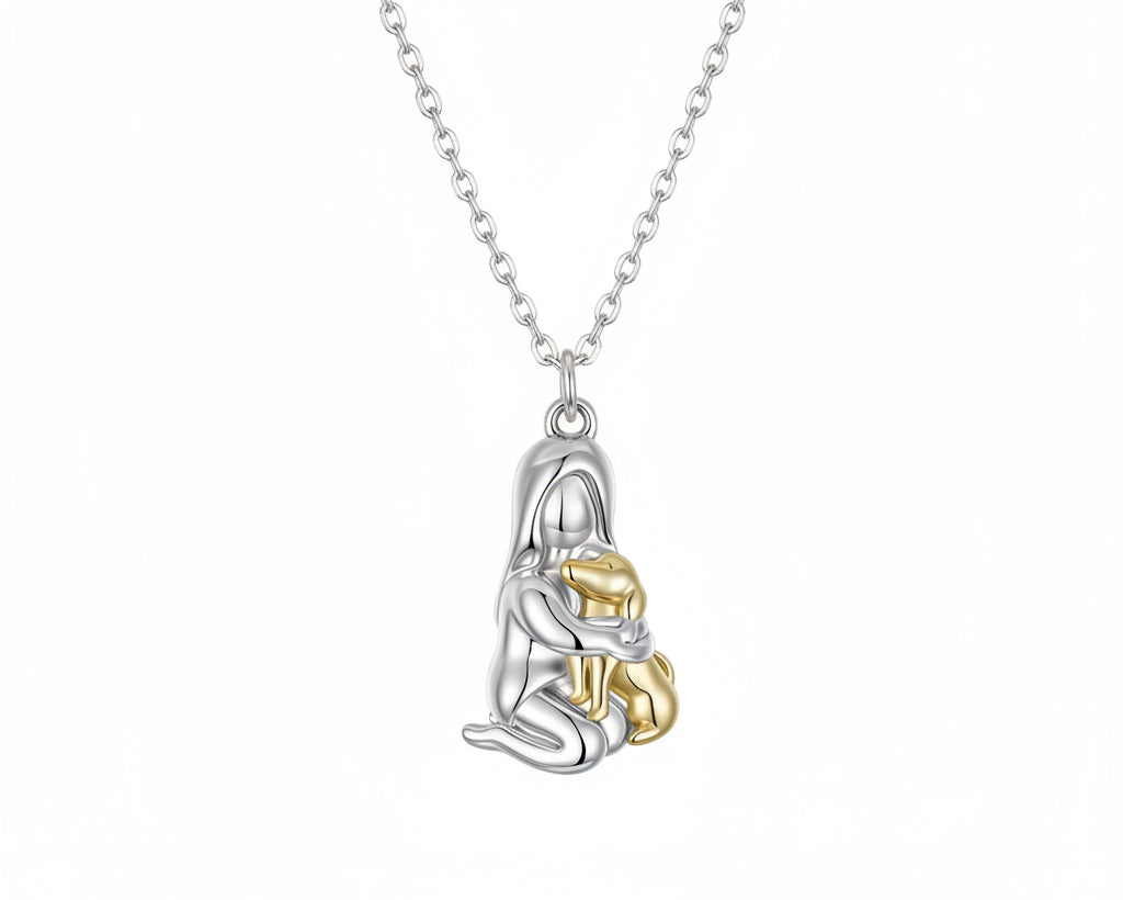 Embrace of Love Silver Necklace with Silver Pendant