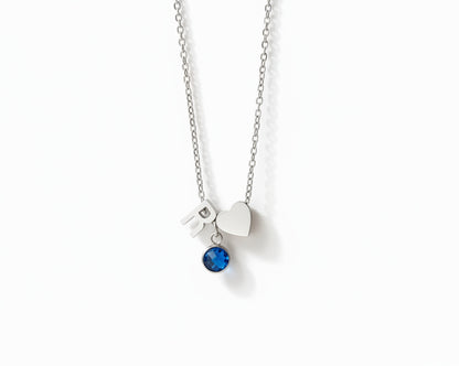 Initial & Heart with Birthstone Gold-plated Necklace