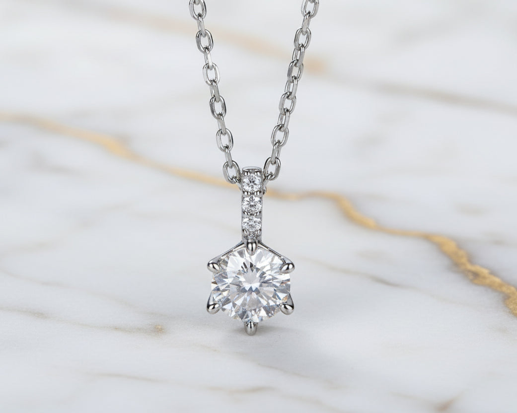 Astria Silver Necklace with Moissanite