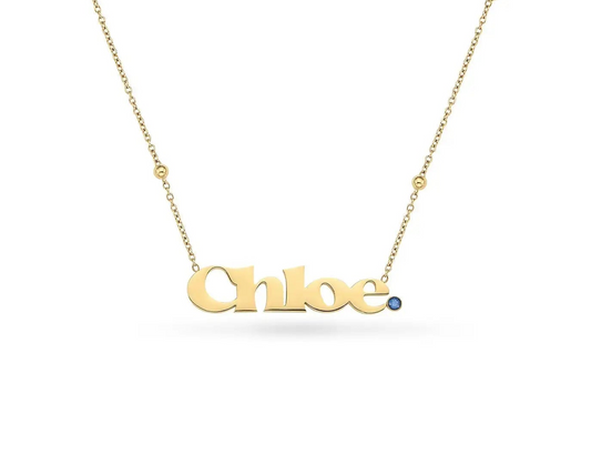 Name with Birthstone Gold-plated Necklace