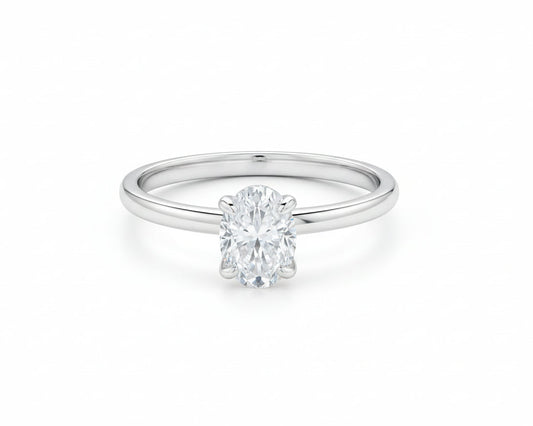 Solitaire White-gold plated Ring with Moissanite