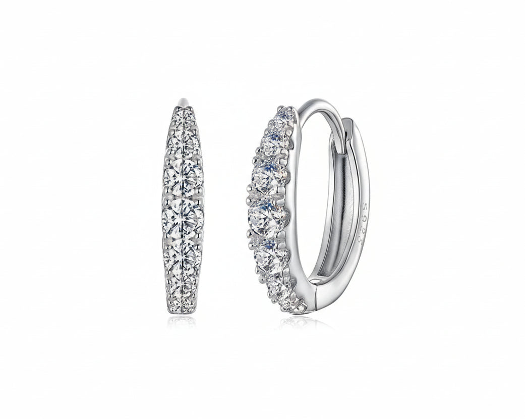 Grace Hoop White-gold plated Earrings with Moissanites