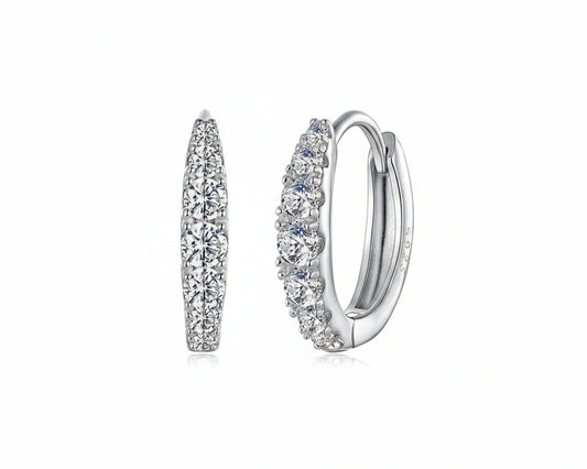 Grace Hoop White-gold plated Earrings with Moissanites