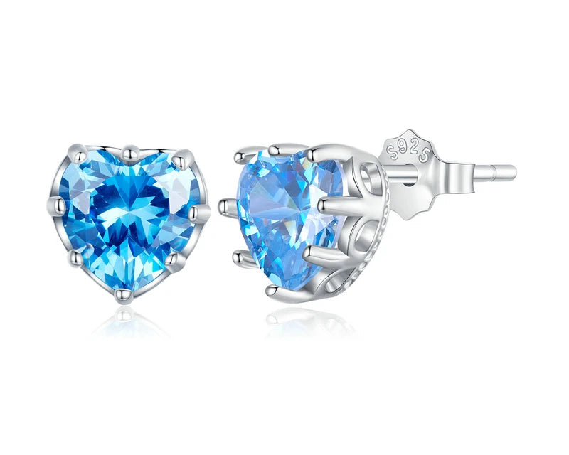 Heart Birthstone Silver Earrings
