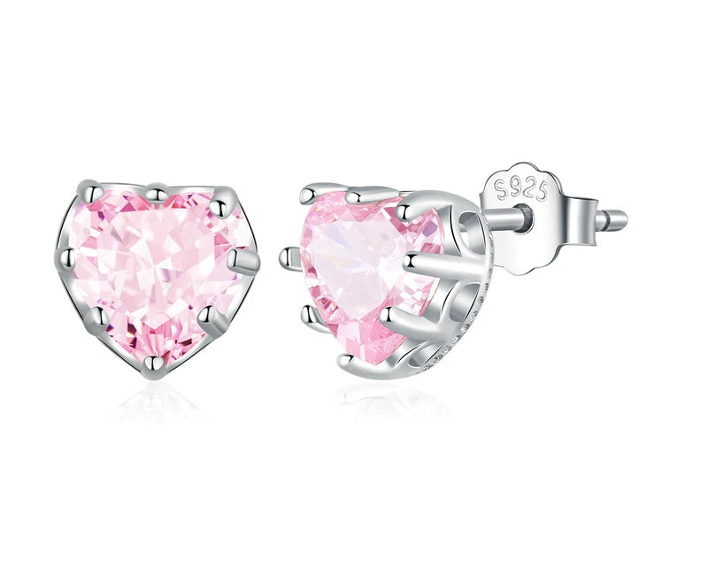Heart Birthstone Silver Earrings