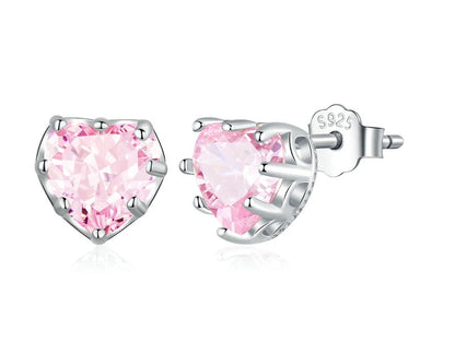 Heart Birthstone Silver Earrings