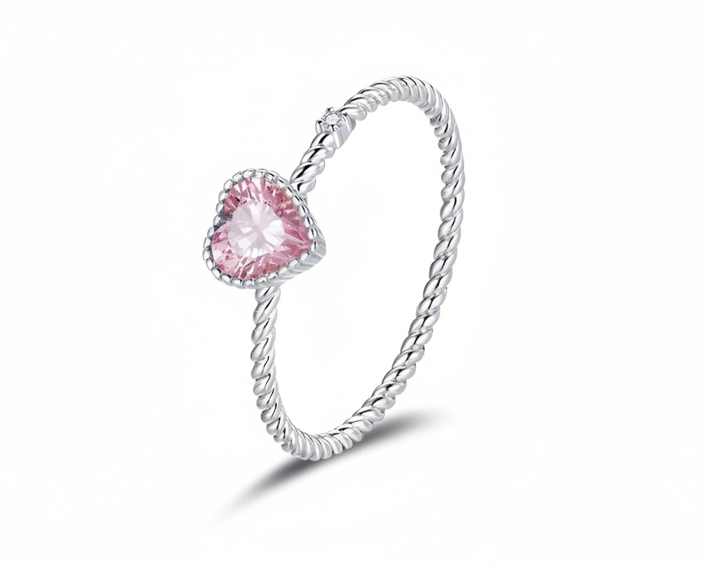 Amoria Pink Gem Silver Ring