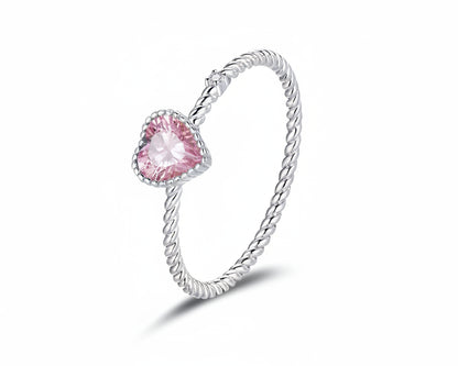 Amoria Pink Gem Silver Ring