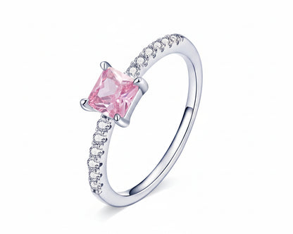 Amoria Pink Gem Silver Ring
