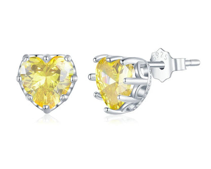Heart Birthstone Silver Earrings