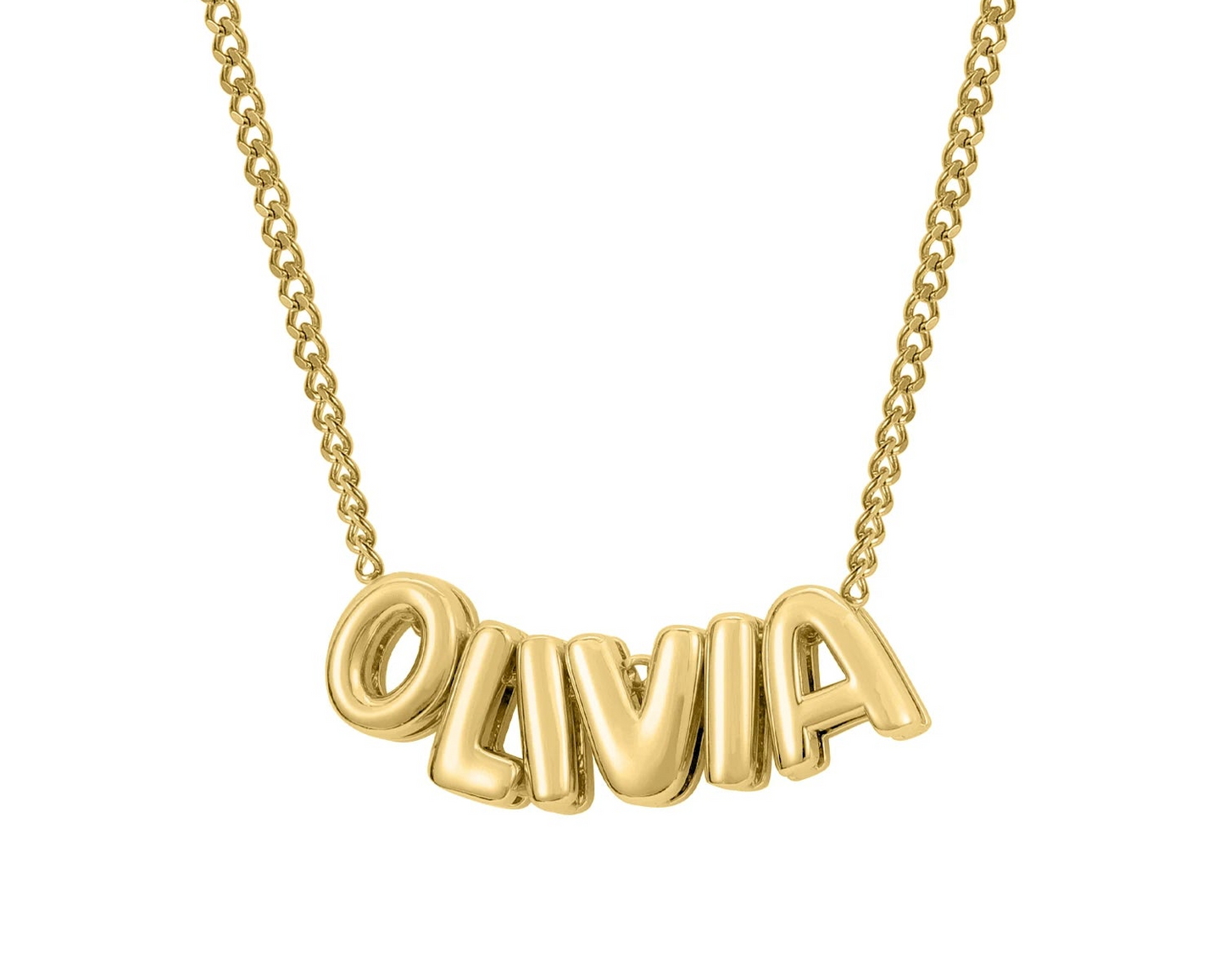 Bubble Initials Name Gold-plated Necklace