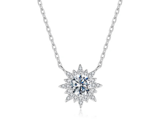 Starlight Silver Necklace with Moissanite