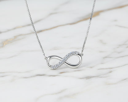 Eternal Loop Silver Necklace with Moissanites