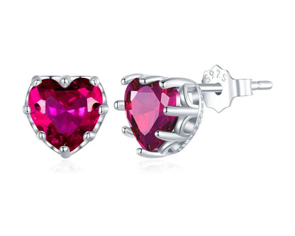 Heart Birthstone Silver Earrings