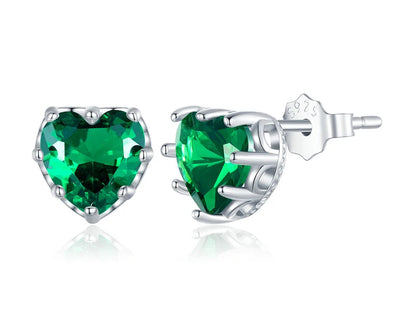 Heart Birthstone Silver Earrings