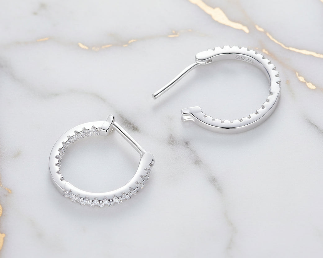 Tenderness Hoop White-gold plated Earrings