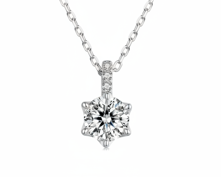 Astria Silver Necklace with Moissanite