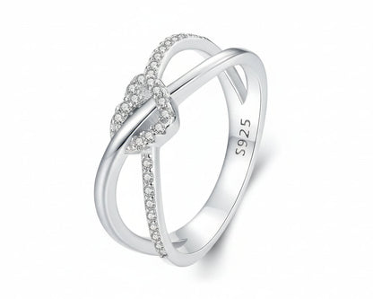 Knot Heart Silver Ring