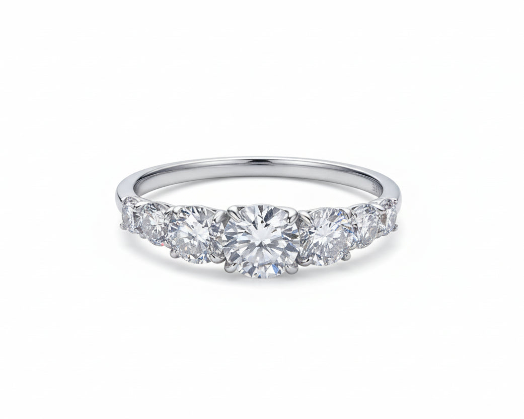 Reverie of Seven Hearts Ring with Moissanites