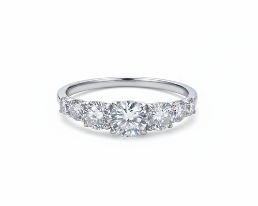 Reverie of Seven Hearts Ring with Moissanites