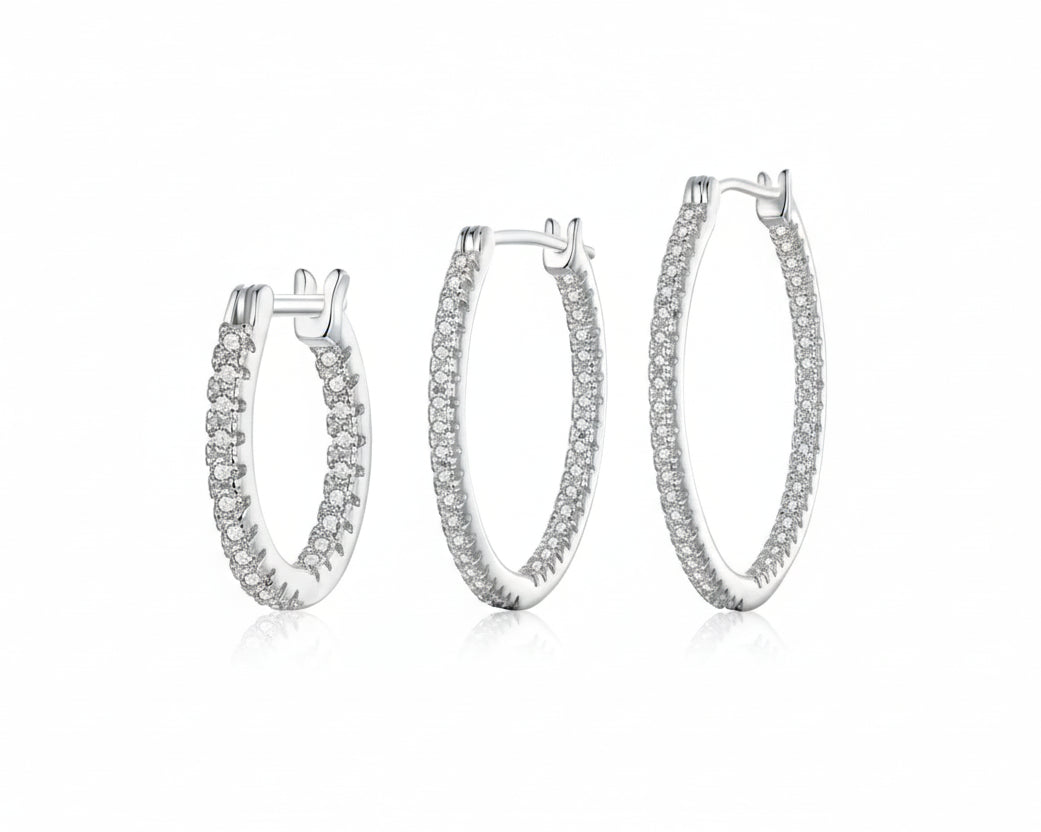 Tenderness Hoop White-gold plated Earrings