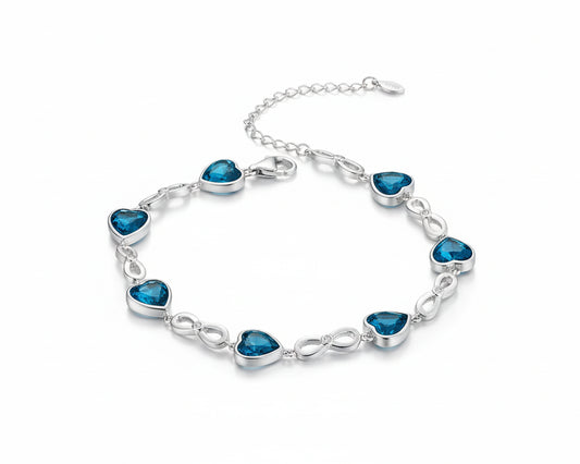 Essentia Blue Hearts Silver Bracelet