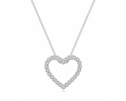 Amoria Heart Silver Necklace with Moissanites