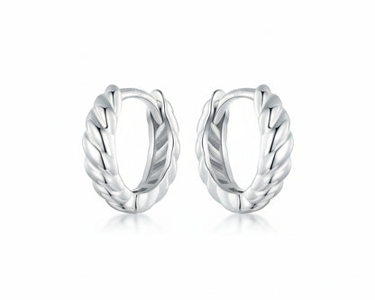 Twisted Rope White-gold plated Hoop Earrings