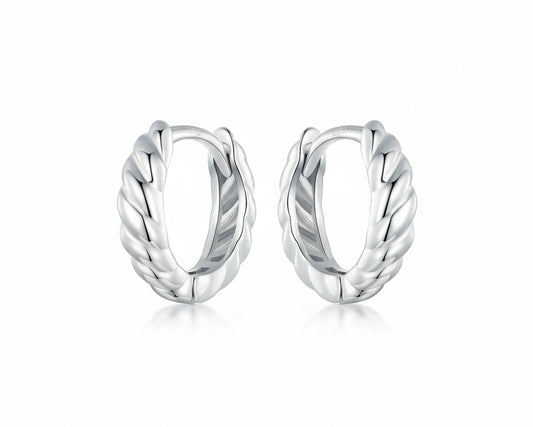 Twisted Rope White-gold plated Hoop Earrings