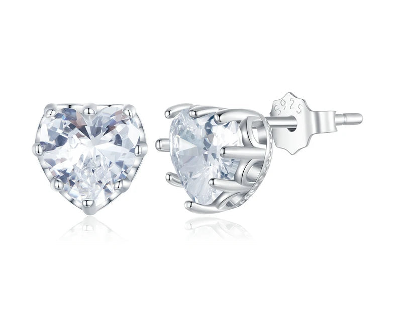 Heart Birthstone Silver Earrings