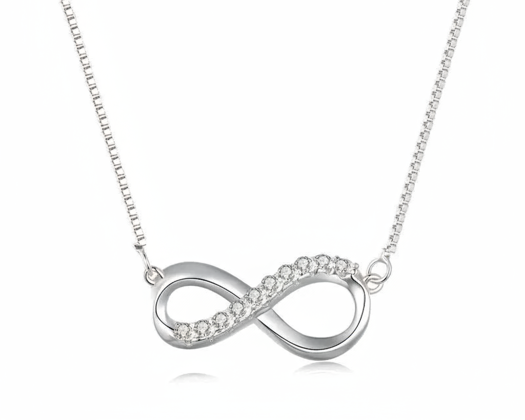 Eternal Loop Silver Necklace with Moissanites