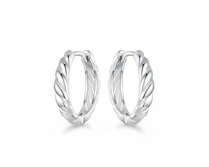 Twisted Rope White-gold plated Hoop Earrings