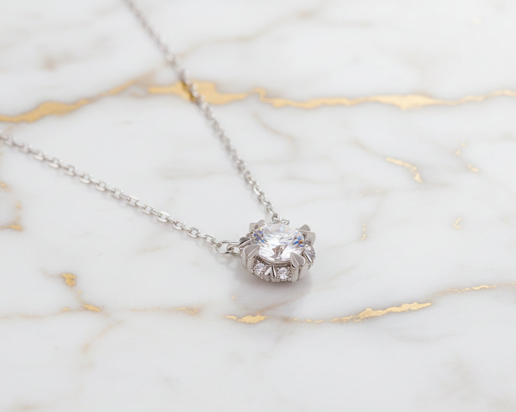 Virelia Silver Necklace with Moissanite