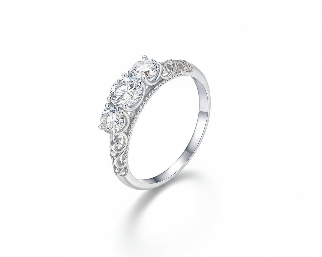Triara White-gold plated Ring with Moissanites