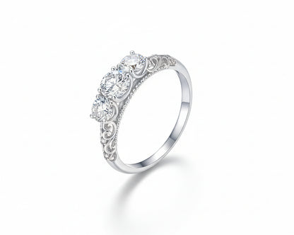 Triara White-gold plated Ring with Moissanites